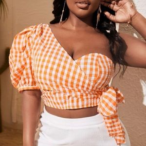 Orange gingham crop top. NWT